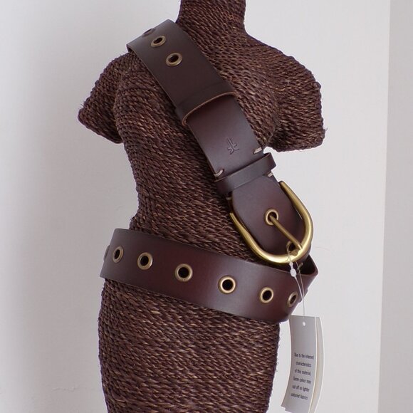Frye Genuine Leather Grommet Belt, Western Bronze Unisex Adjustable Comfortable